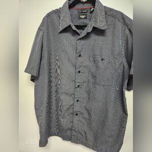 Haggar Microfiber Shirt Black/Blue/Gray micro-check Mens XL Wrinkle Free